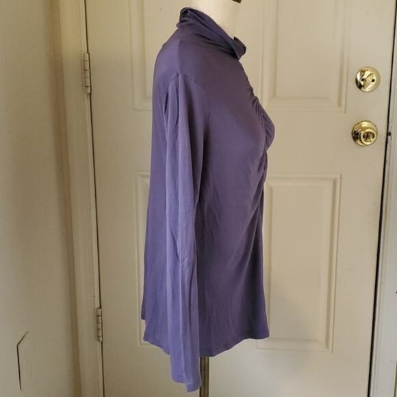 Puli Shirt Top Blouse Tunic Long Sleeve Purple Rouching Woman's WOMAN'S EXTRA LG - Picture 2 of 10